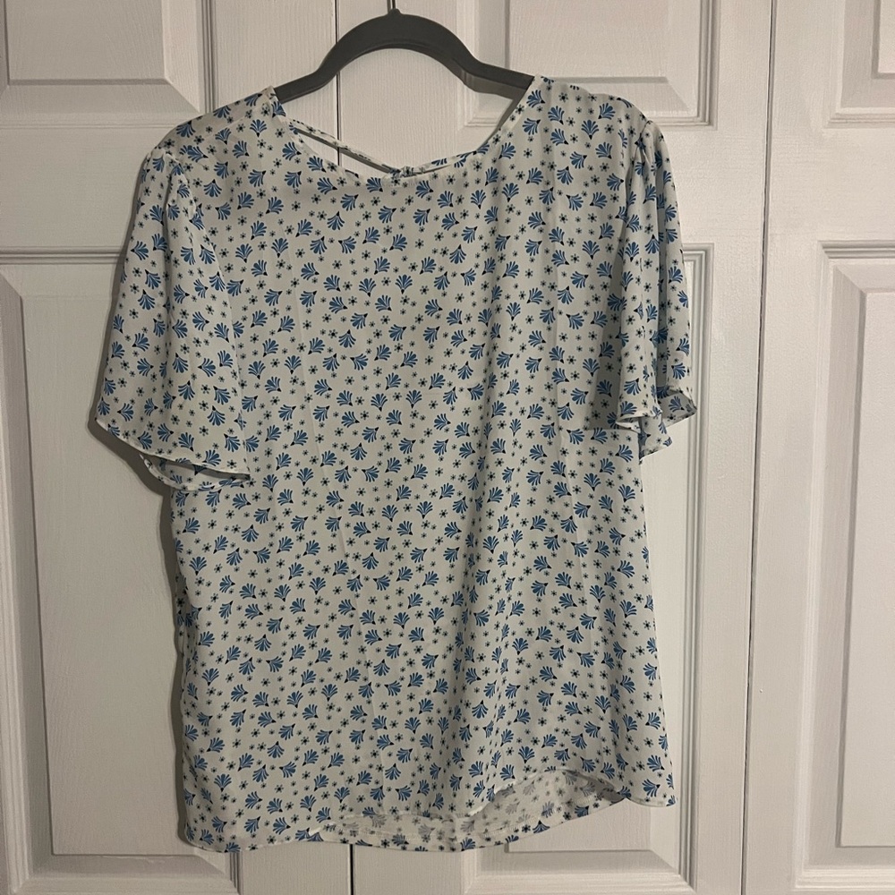 LOFT Blue Floral Blouse